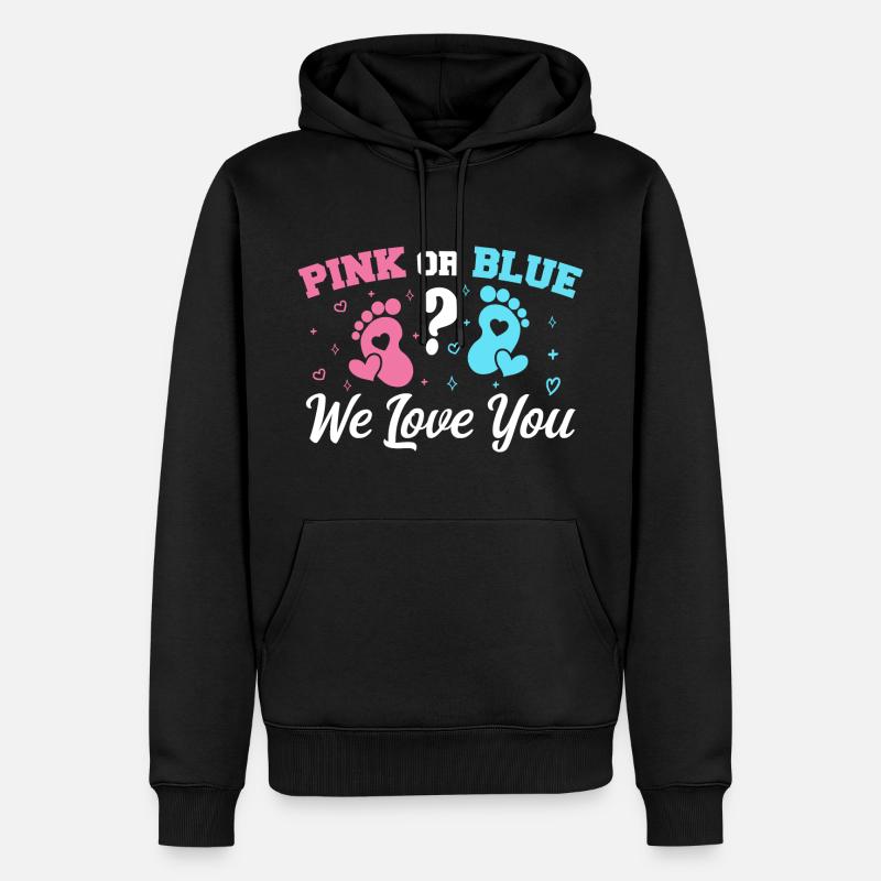 Pink oder Blau Wir lieben dich - Gender Reveal - Männer Premium Bio Hoodie - Schwarz