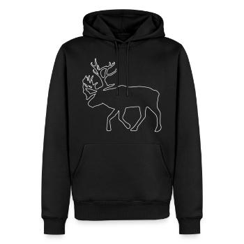caribou - renne - noël - Sweat à capuche Premium bio Homme - noir - Devant - Nico (187cm)