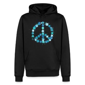 Peace_Friedenssymbol - Männer Premium Bio Hoodie - Schwarz - Vorne - Nico (187cm)
