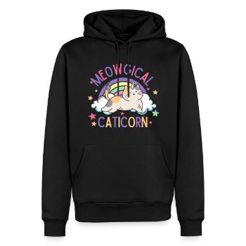 Miaou de Caticorne - Sweat à capuche Premium bio Homme - noir - Devant - Nico (187cm)