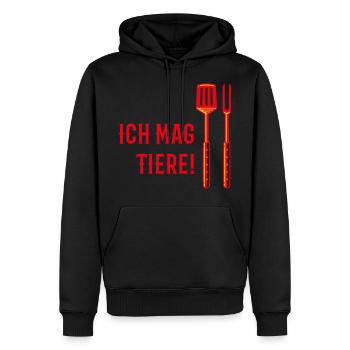 Ich Mag Tiere! (Grillbesteck / 3C) - Männer Premium Bio Hoodie - Schwarz - Vorne - Nico (187cm)