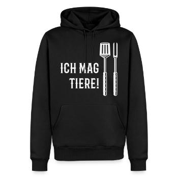 Ich Mag Tiere! (Grillbesteck / White) - Männer Premium Bio Hoodie - Schwarz - Vorne - Nico (187cm)