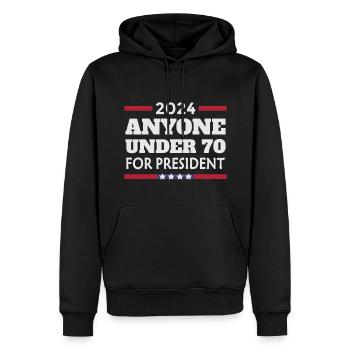 Tous les moins de 70 ans pour le président 2024 - Sweat à capuche Premium bio Homme - noir - Devant - Nico (187cm)