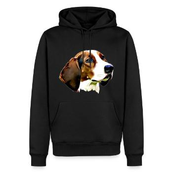 Chien Finnois - Sweat à capuche Premium bio Homme - noir - Devant - Nico (187cm)