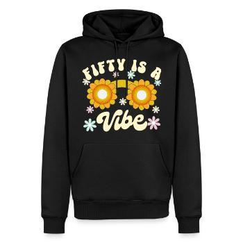 Né En 1974 50 Ans Anniversaire Femme Retro Groovy - Sweat à capuche Premium bio Homme - noir - Devant - Nico (187cm)