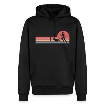 Course de canicross avec chien Coureur de Canicross - Sweat à capuche Premium bio Homme - noir - Devant - Nico (187cm)