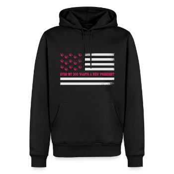 Même mon chien veut un nouveau président - Sweat à capuche Premium bio Homme - noir - Devant - Nico (187cm)