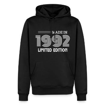 1992 Geburtstagsgeschenk 1992 Geschenkidee - Männer Premium Bio Hoodie - Schwarz - Vorne - Nico (187cm)