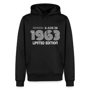 1963 Geburtstagsgeschenk 1963 Geschenkidee - Männer Premium Bio Hoodie - Schwarz - Vorne - Nico (187cm)