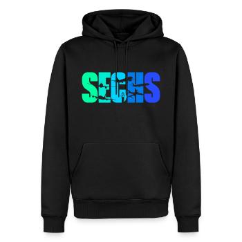 6. Geburtstag Junge 6 Jahre Flugzeug Flugzeuge - Männer Premium Bio Hoodie - Schwarz - Vorne - Nico (187cm)