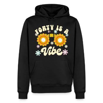 Born in 1982 40 Years Anniversary Woman Retro Groovy - Men’s Premium Organic Hoodie - black - Front - Nico (187cm)