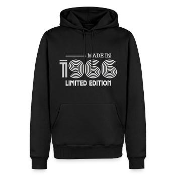 cadeau anniversaire 1966 idée cadeau 1966 - Sweat à capuche Premium bio Homme - noir - Devant - Nico (187cm)