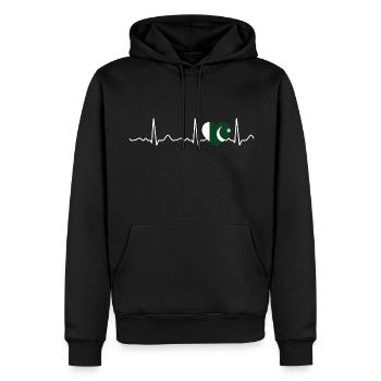 Pakistan - rythme cardiaque, pouls, ligne cardiaque, ECG - Sweat à capuche Premium bio Homme - noir - Devant - Nico (187cm)