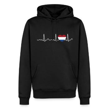 Niederlande - Herzschlag, Puls, Herzlinie, EKG - Männer Premium Bio Hoodie - Schwarz - Vorne - Nico (187cm)