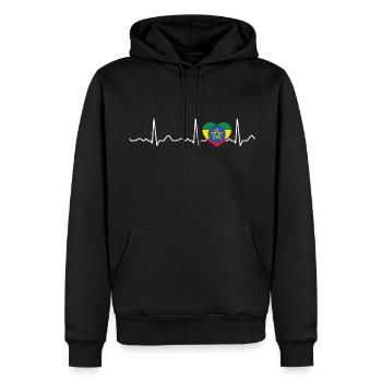 Ethiopie - rythme cardiaque, pouls, ligne cardiaque, ECG - Sweat à capuche Premium bio Homme - noir - Devant - Nico (187cm)