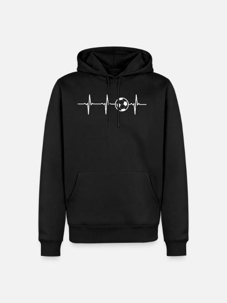 Fußball Herzschlag Heartbeat Geschenk - Männer Premium Bio Hoodie - Schwarz