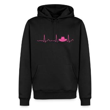 Chapeau Countrygirl - Battement de cœur, pouls, ligne de cœur, ECG - Sweat à capuche Premium bio Homme - noir - Devant - Nico (187cm)