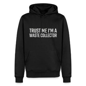 Waste collector Trust me - Männer Premium Bio Hoodie - Schwarz - Vorne - Nico (187cm)