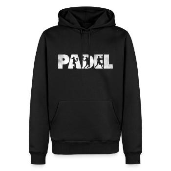 Padel tennis Padel player Vintage Design Padel - Men’s Premium Organic Hoodie - black - Front - Nico (187cm)