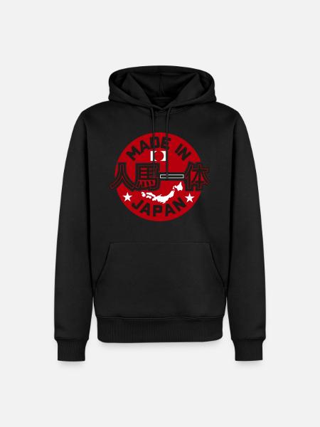 Made in Japan JDM Drift Car Tuning Rising Sun - Felpa con cappuccio ecologica premium da uomo - nero