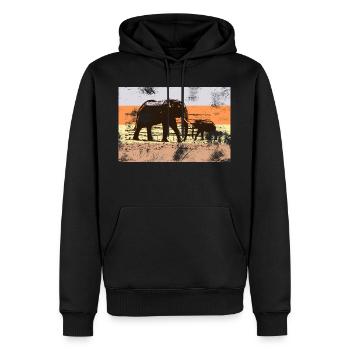 éléphants - Sweat à capuche Premium bio Homme - noir - Devant - Nico (187cm)