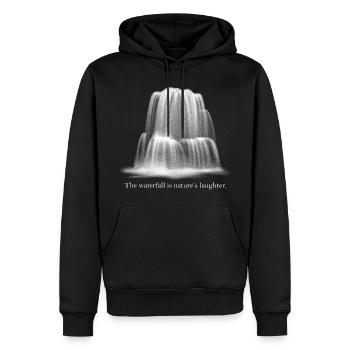The waterfall is nature’s laughter quote - Men’s Premium Organic Hoodie - black - Front - Nico (187cm)