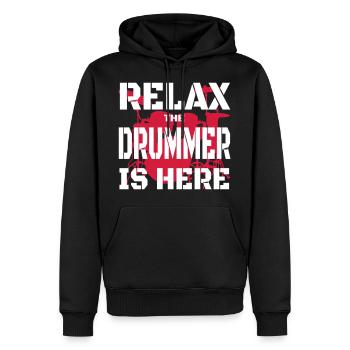 Relax Drummer 2 - Sweat à capuche Premium bio Homme - noir - Devant - Nico (187cm)