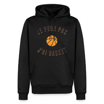 je peux pas j'ai basket - Sweat à capuche Premium bio Homme - noir - Devant - Nico (187cm)