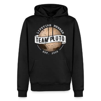 Team Pluto Geschenk - Männer Premium Bio Hoodie - Schwarz - Vorne - Nico (187cm)