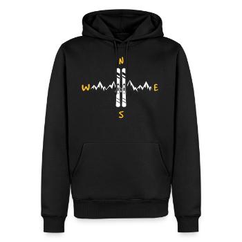 Funny - Skiing wind direction - Men’s Premium Organic Hoodie - black - Front - Nico (187cm)