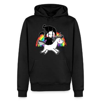 Death Is Magic - Einhorn Sensenmann Regenbogen - Männer Premium Bio Hoodie - Schwarz - Vorne - Nico (187cm)