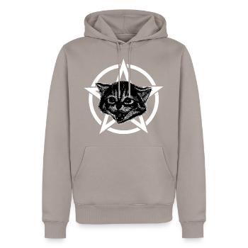 Metal Musik Katze - Männer Premium Bio Hoodie - Taupe - Vorne - Nico (187cm)