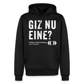 GIZ NU ONE? - Men’s Premium Organic Hoodie - black - Front - Nico (187cm)