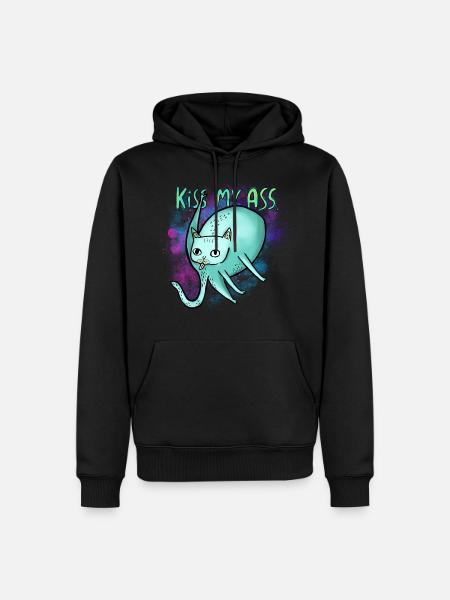 Kiss My Ass Cat - Männer Premium Bio Hoodie - Schwarz