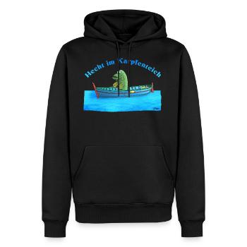 Hecht im Karpfenteich - Männer Premium Bio Hoodie - Schwarz - Vorne - Nico (187cm)
