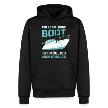 Motorboot Bootfahren Leben ohne Boot Geschenk - Männer Premium Bio Hoodie - Schwarz - Vorne - Nico (187cm)