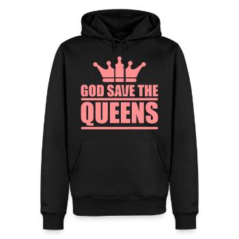 God save the queens (1 color) - Sweat à capuche Premium bio Homme - noir - Devant - Nico (187cm)