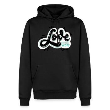 amour - Sweat à capuche Premium bio Homme - noir - Devant - Nico (187cm)