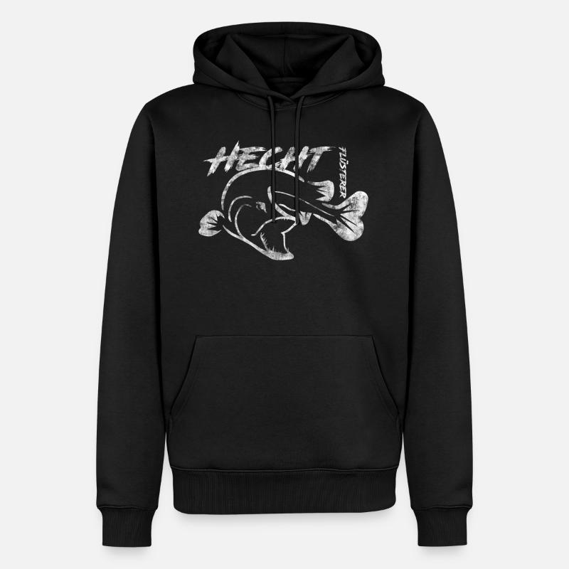 Hecht Flüsterer - Hecht Angeln - Männer Premium Bio Hoodie - Schwarz