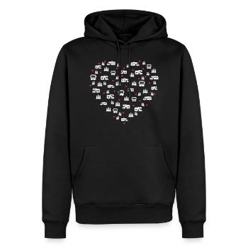 Wohnmobil Liebesherz - Valentinstag Geschenkidee - Männer Premium Bio Hoodie - Schwarz - Vorne - Nico (187cm)