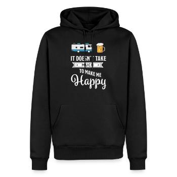 Es braucht nicht viel, um mich glücklich zu machen Lustiges Wohnmobil - Männer Premium Bio Hoodie - Schwarz - Vorne - Nico (187cm)