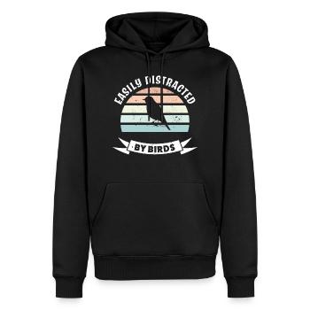 Facilement distrait par les oiseaux - Observation des oiseaux Birder - Sweat à capuche Premium bio Homme - noir - Devant - Nico (187cm)
