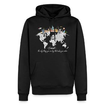 Voyage voyage globetrotter cadeau - Sweat à capuche Premium bio Homme - noir - Devant - Nico (187cm)