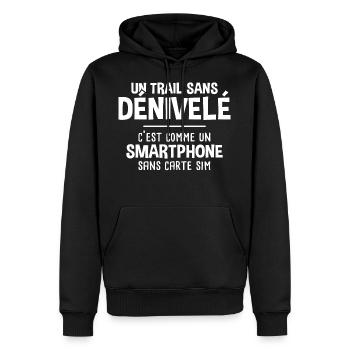 Trail course à pied cadeau humour - Sweat à capuche Premium bio Homme - noir - Devant - Nico (187cm)