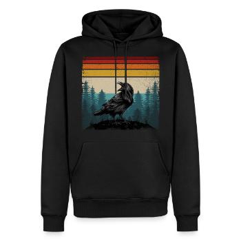 Couleurs rétro corbeau corbeau oiseau corbeau corbeau - Sweat à capuche Premium bio Homme - noir - Devant - Nico (187cm)
