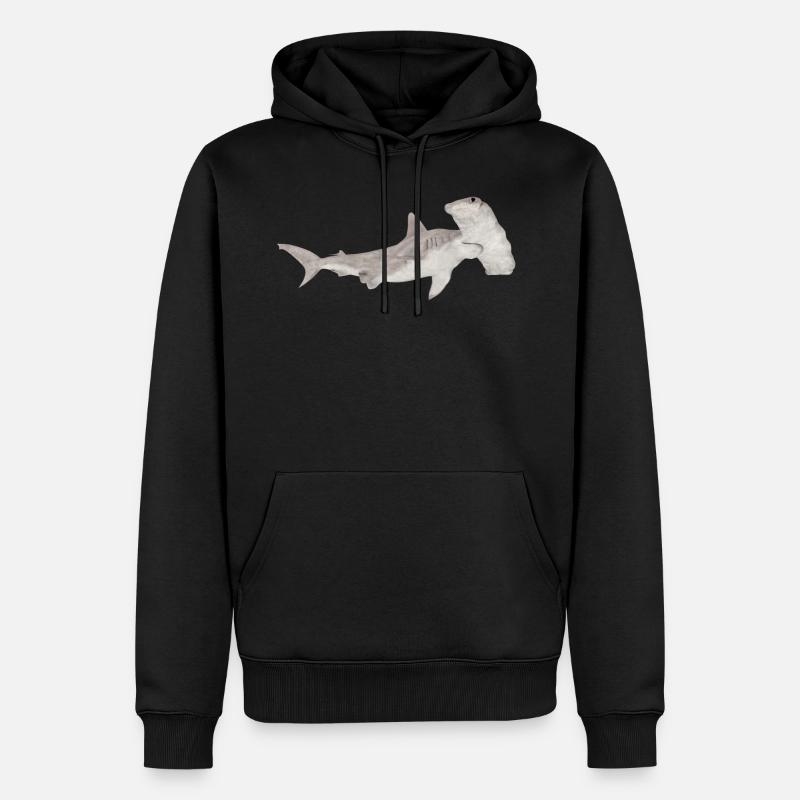 Grand requin-marteau, requin, requin - Sweat à capuche Premium bio Homme - noir