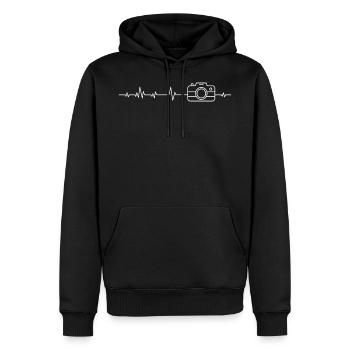 Fotograf Fotografie Fotografieren Herzschlag - Männer Premium Bio Hoodie - Schwarz - Vorne - Nico (187cm)