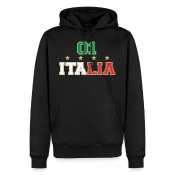 Italie, Italia, Italy, Logo, I Love Italy - Sweat à capuche Premium bio Homme - noir - Devant - Nico (187cm)