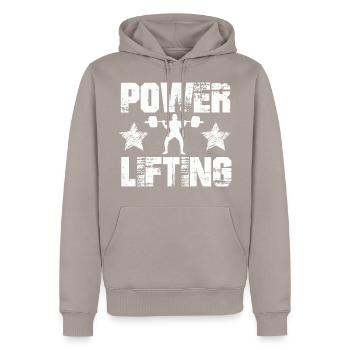 Power Lifting Kraftsport Gift Idea - Men’s Premium Organic Hoodie - taupe - Front - Nico (187cm)