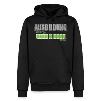 Ausbildung loading 100% Ausbildung abgeschlossen - Männer Premium Bio Hoodie - Schwarz - Vorne - Nico (187cm)